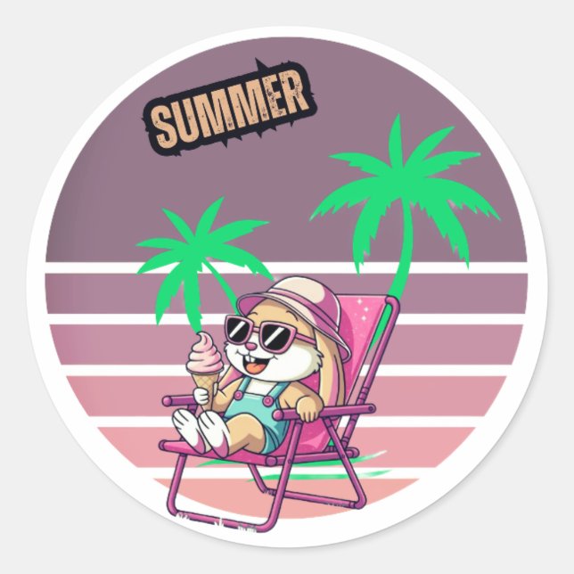 Hello summer  classic round sticker (Front)