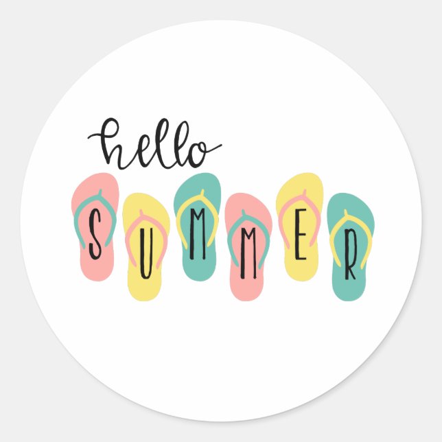 Hello Summer Classic Round Sticker (Front)