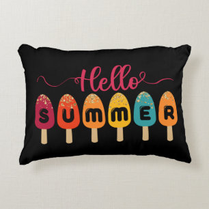 Hello Summer   Colourful Popsicle Ice Cream Accent Pillow