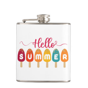 Hello Summer Colourful Popsicle Ice Cream Hip Flask