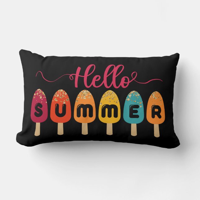 Hello Summer | Colourful Popsicle Ice Cream Lumbar Pillow (Front)