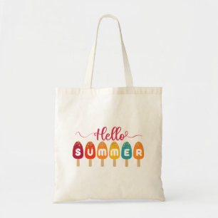 Hello Summer Colourful Popsicle Ice Cream Tote Bag