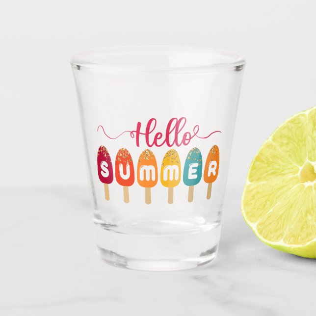 Hello Summer Colourful Popsicle Shot Glass (Front)