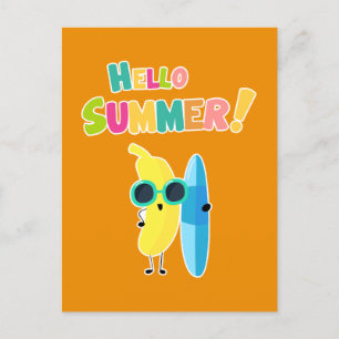 Hello Summer! Cool Banana Funny Vacation Postcard