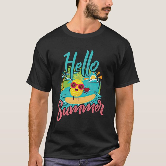 Hello Summer Cute Chick Beach Vibes T-Shirt (Front)