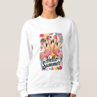 Hello Summer Cute Flamingo Beach Vacation Tropical