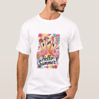 Hello Summer Cute Flamingo Beach Vacation Tropical