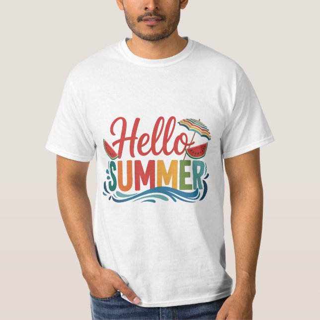 Hello Summer Cute Funny T-Shirt Gift For Him Her M (Front)