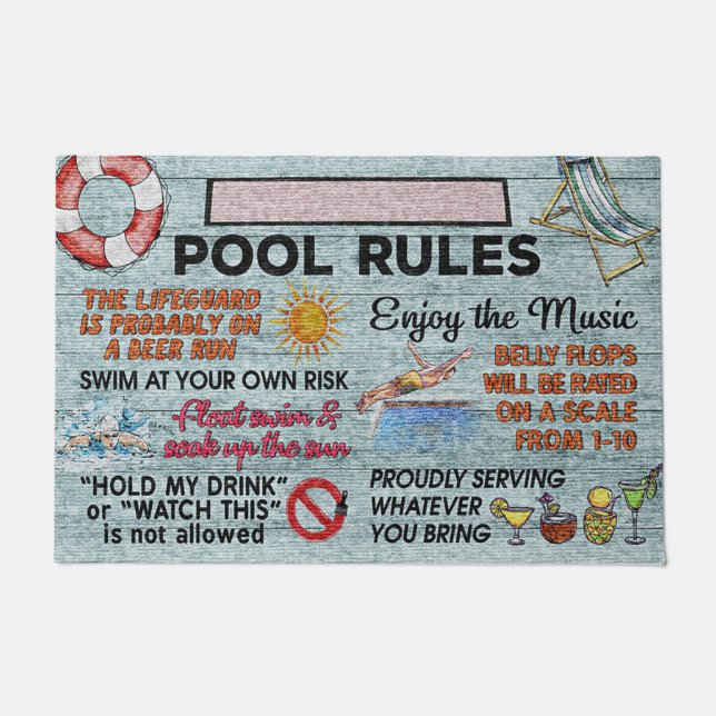 Hello Summer Doormat - Pool Doormat- Beach Doormat (Front)