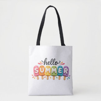 Hello Summer Faux Yarn Design Tote Bag