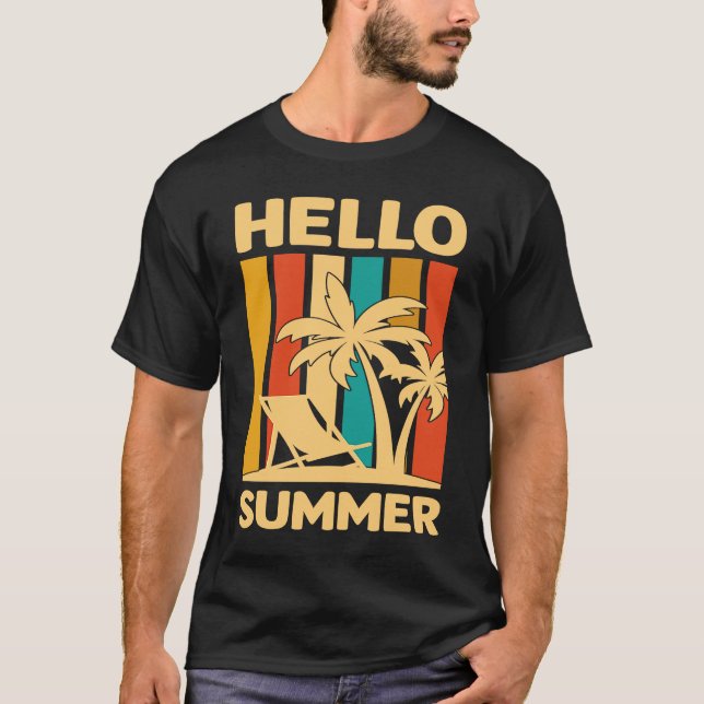Hello Summer Feeling Tropical Beach Summer Vacatio T-Shirt (Front)