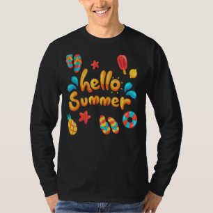 Hello Summer Flip Flop Summer Fruit Ice Beach Trav T-Shirt
