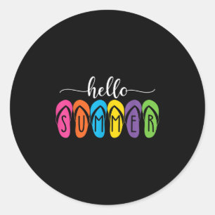 Hello Summer Flip Flops, Welcome Summer Women Men Classic Round Sticker