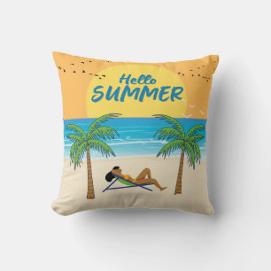 Hello Summer, for the best summer night Throw Pillow