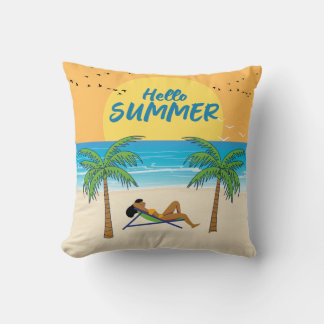 Hello Summer, for the best summer night Throw Pillow