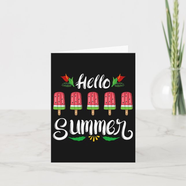 Hello Summer Funny Water Melon Design Ice Cream Lo Card (Front)
