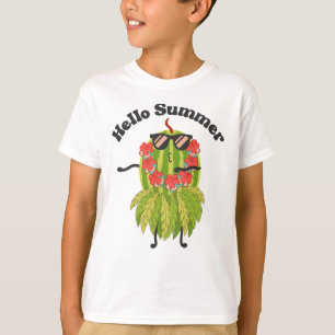 Hello Summer Funny Watermelon Fruit With Sunglasse T-Shirt