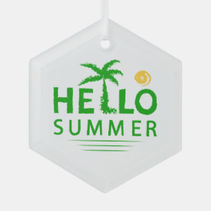 Hello Summer Glass Ornament