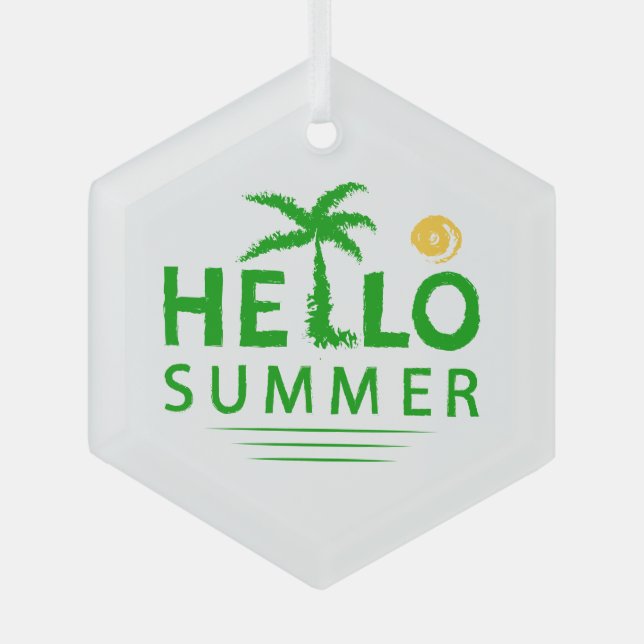 Hello Summer Glass Ornament (Front)
