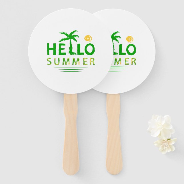 Hello Summer Hand Fan (Front and Back)