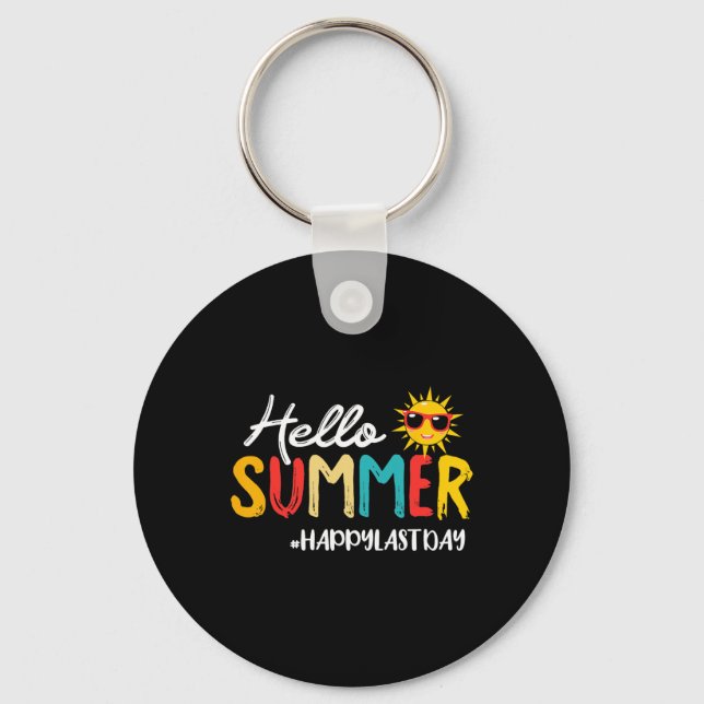 Hello Summer Happy Last Day Of School Teacher Stud Keychain (Front)