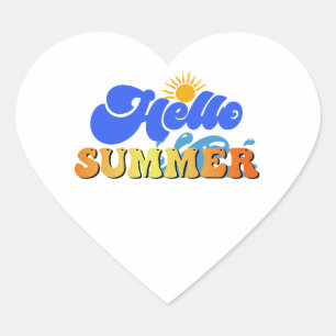 Hello Summer Heart Sticker