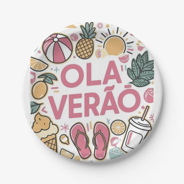 Hello Summer/Hello summer Paper Plate (Front)