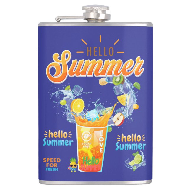 Hello Summer Hip Flask (Front)