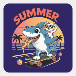 Hello summer holiday square sticker