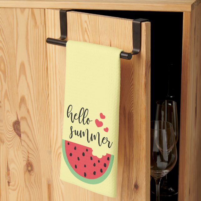 Hello Summer Home Decor with Watermelon Kitchen Towel (Thirds Fold)