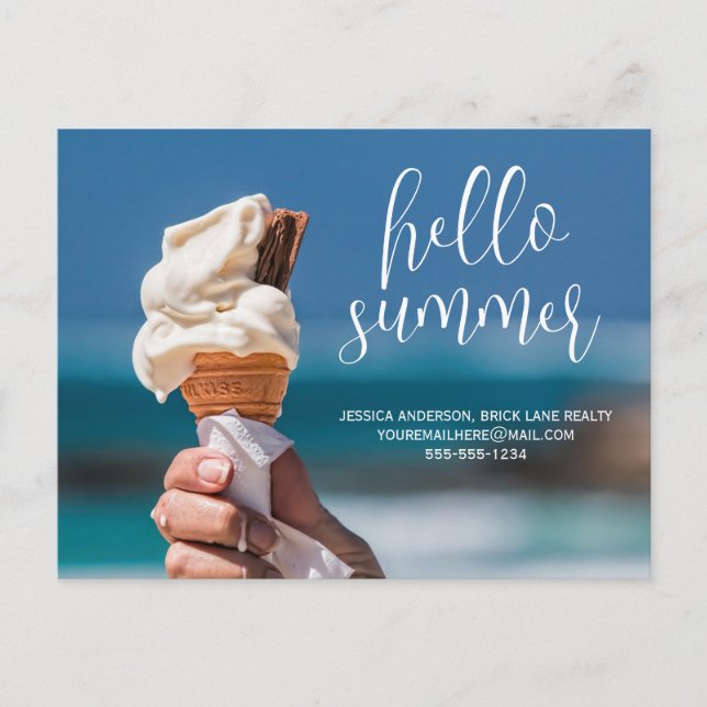 Hello Summer Ice Cream Business Postcard (Front)