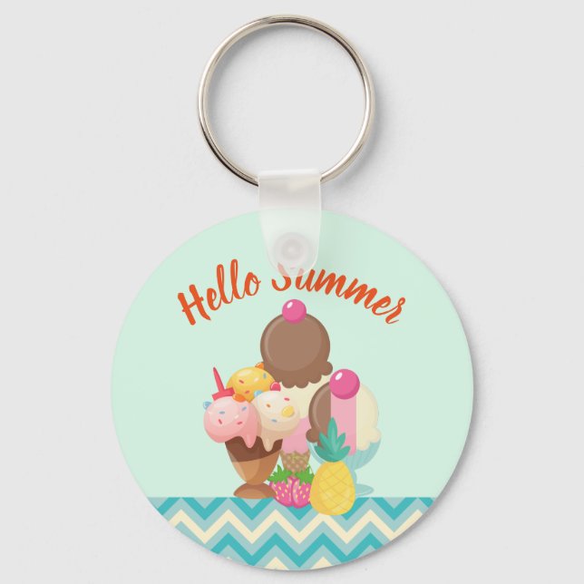Hello Summer Ice Cream Delights Keychain (Front)