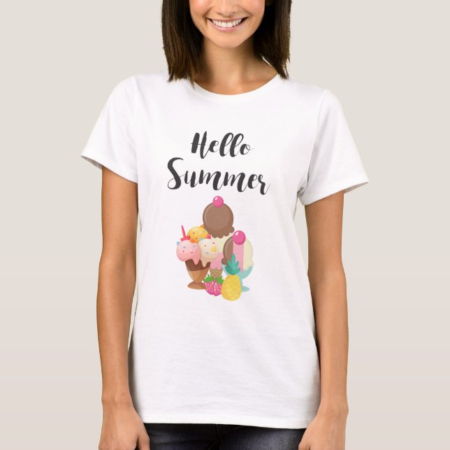 Hello Summer Ice Cream Delights T-Shirt (Front)