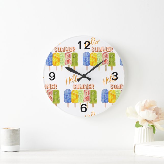 hello summer ice cream large clock (Home)