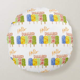 hello summer ice cream round pillow