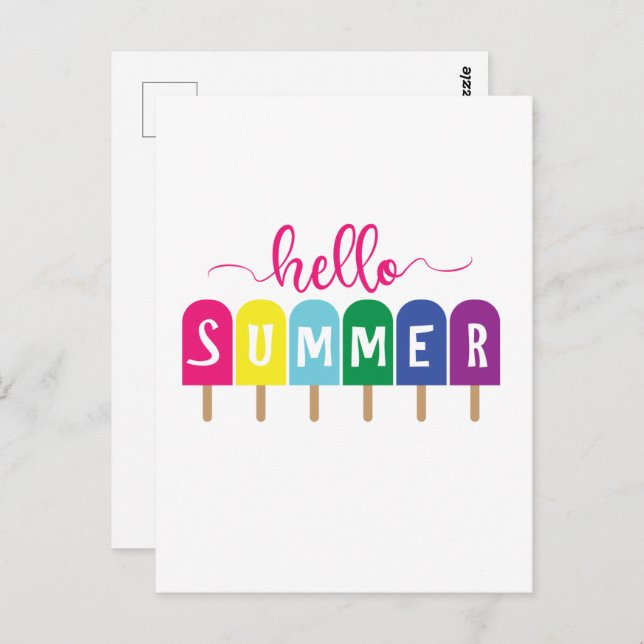 Hello Summer ice pops lolly  Postcard (Front/Back)