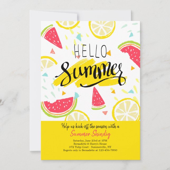 Hello Summer in Yellow Invitation (Front)