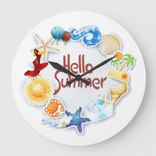 Hello Summer Large Clock