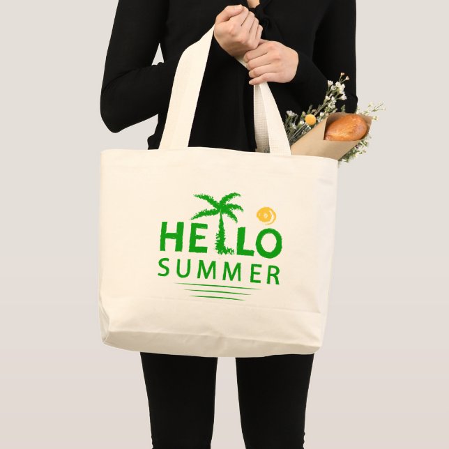 Hello Summer Large Tote Bag (Front (Product))
