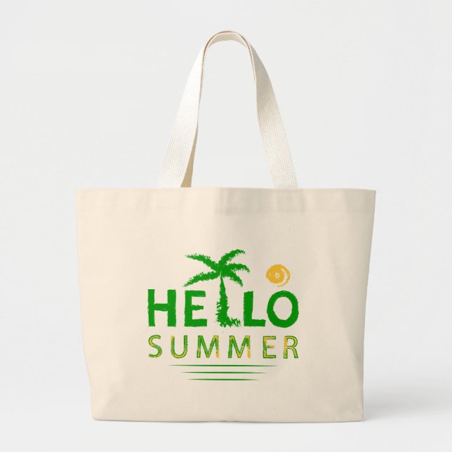 Hello Summer Large Tote Bag (Front)