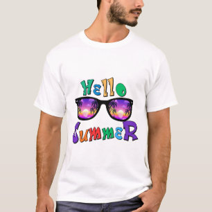 Hello Summer Men's T-Shirt   Tropical Sunset Beach