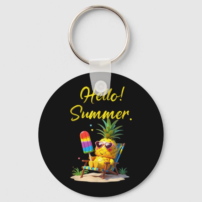 Hello Summer ne Eating psicle Keychain (Front)