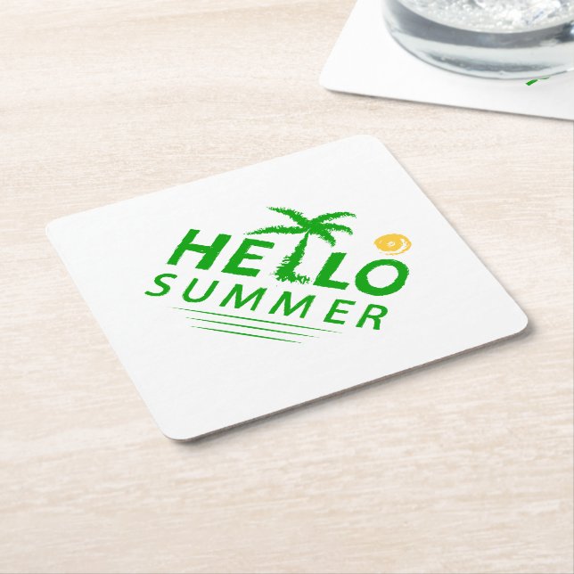 Hello Summer Paper Coaster (Angled)