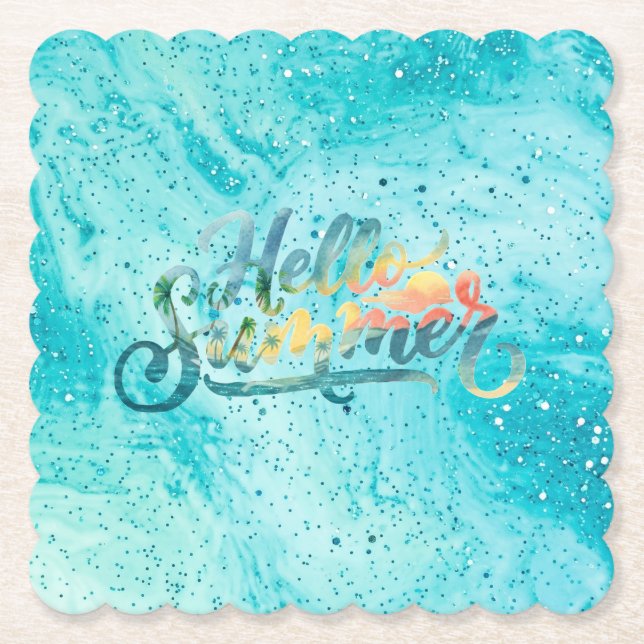 Hello Summer Paper Coaster (Front)