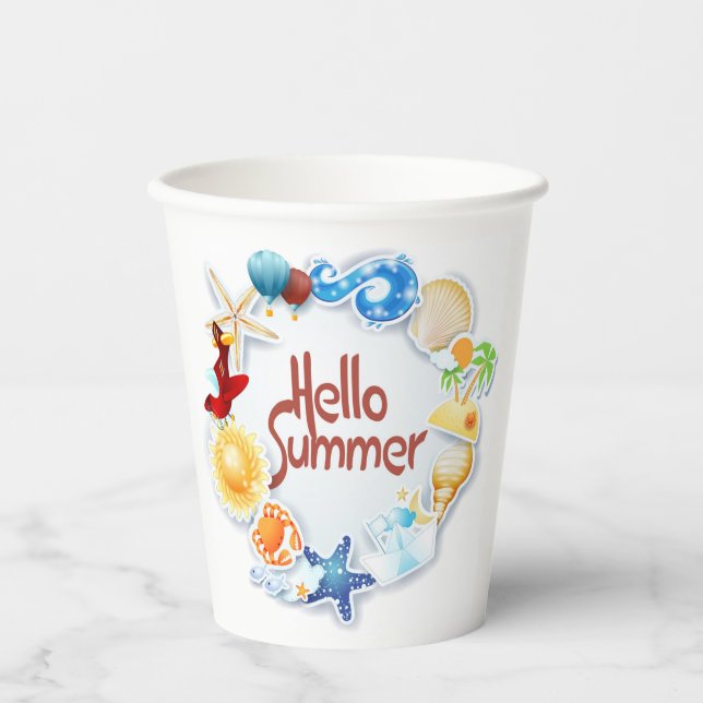 Hello Summer Paper Cups (Front)