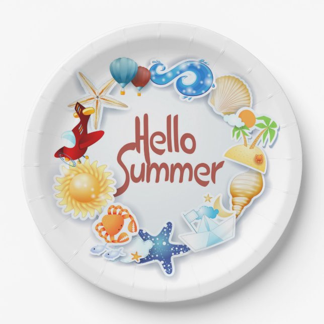 Hello Summer Paper Plate (Front)