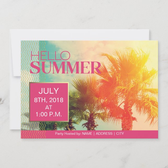 Hello Summer Party Invite (Front)