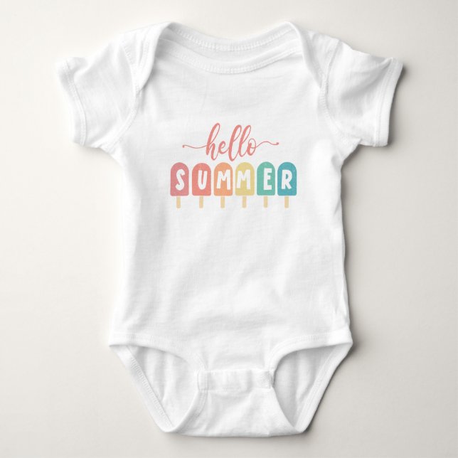 Hello Summer Pastel Popsicles Baby Bodysuit (Front)