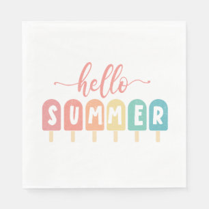 Hello Summer Pastel Popsicles Napkin