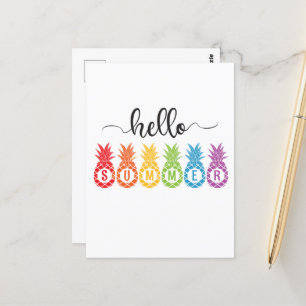 Hello Summer Pineapple   Postcard